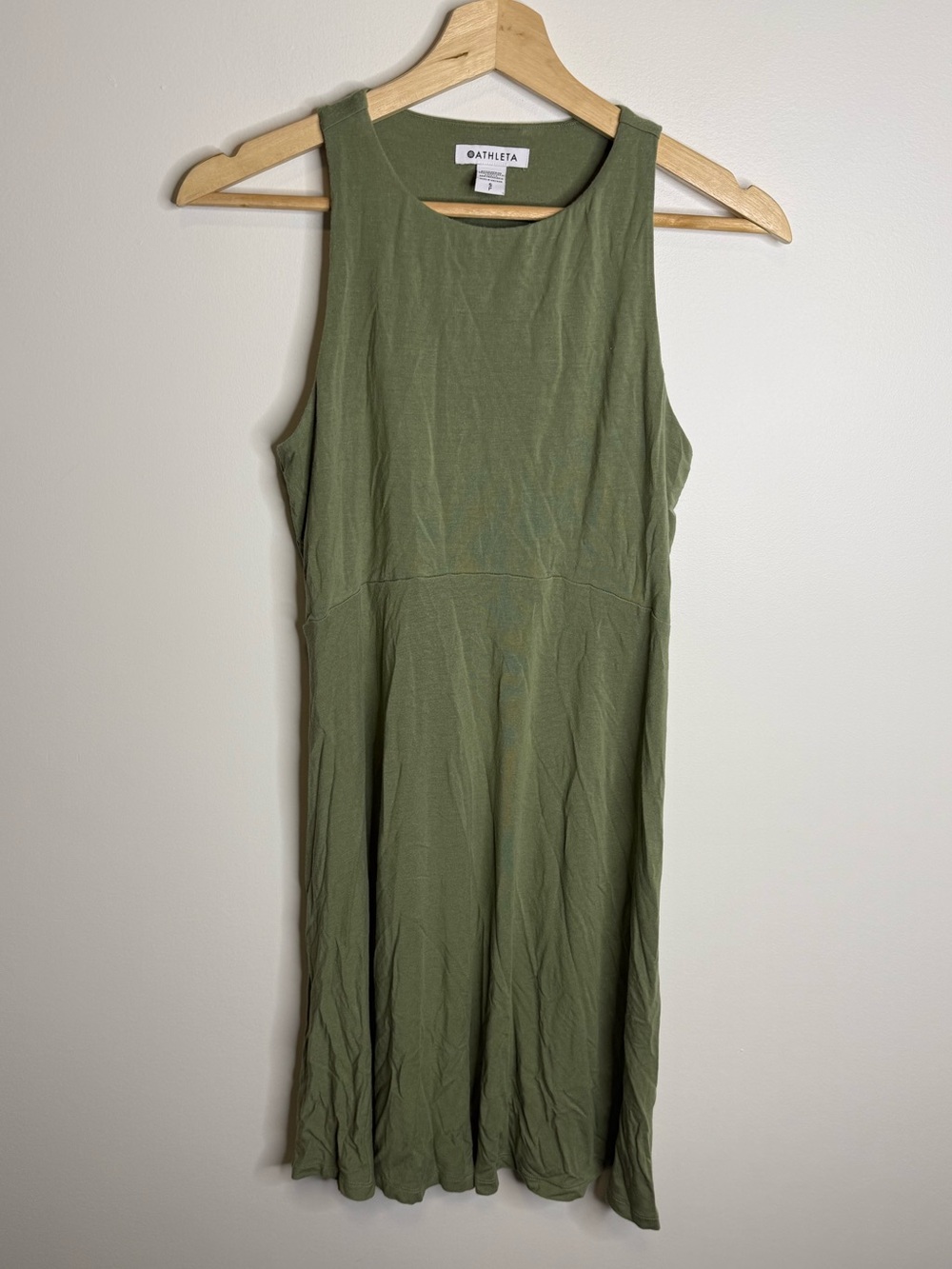 Athleta Olive Sleeveless Midi Dress green size small